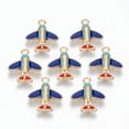 thumbnail image 1 of 100pcs Alloy Enamel Charms Cadmium Free & Lead Free Passenger Plane Light golden Blue 14.5x13x3mm Hole: 1.4mm, 1 of 2