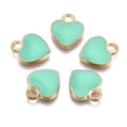 thumbnail image 1 of 100pcs Alloy Enamel Charms Heart Light golden Aquamarine 12x10x2mm Hole: 2mm, 1 of 3