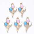 thumbnail image 1 of 100pcs Alloy Enamel Pendants Balloon Light golden Pearl Pink 23.5x13x2mm Hole: 1.6mm, 1 of 2