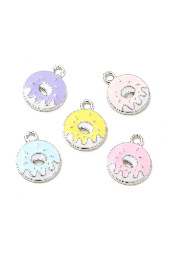 100pcs Alloy Enamel Pendants Donut Charm Mixed color 19x15x2mm Hole: 2mm