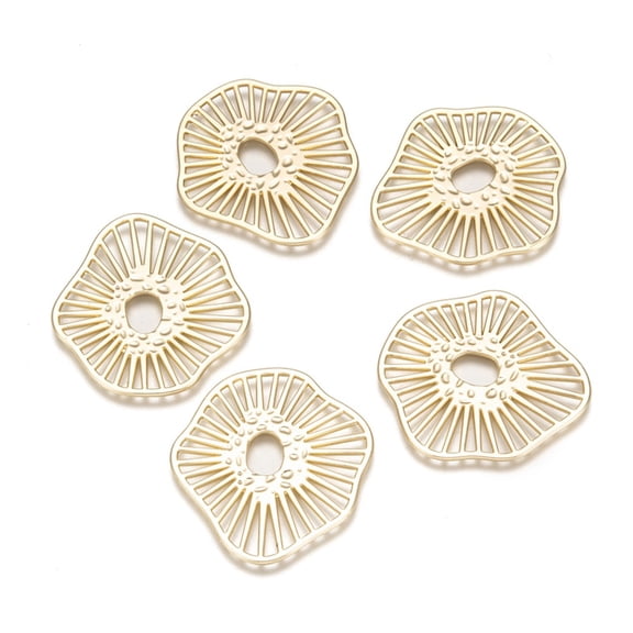 100pcs Alloy Filigree Joiners Links Light golden 35.5x33x1mm