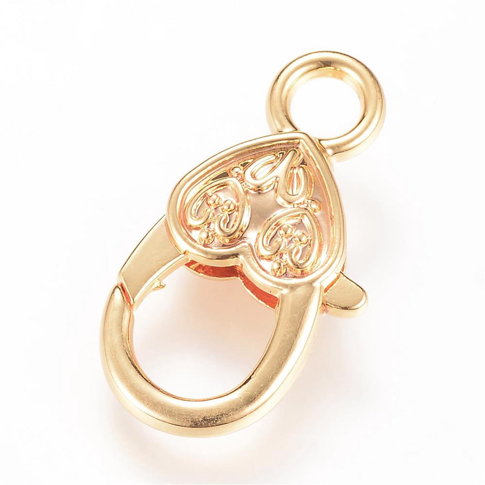 100pcs Alloy Lobster Claw Clasps Golden 27x14x6mm Hole: 4mm