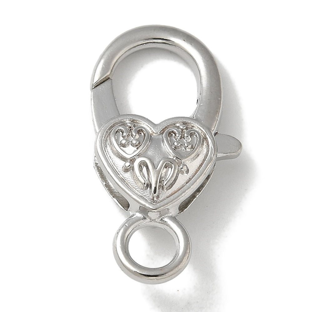 100pcs Alloy Lobster Claw Clasps Heart 26.5x14x6mm Hole: 4mm