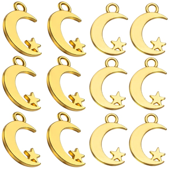 100pcs  Alloy Moon Star Pendants Charms for DIY Jewelry Making and CraftingGold