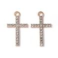 thumbnail image 1 of 100pcs Alloy Rhinestone Pendants Cross Cadmium Free & Lead Free Light golden 25.5x15x2mm Hole: 2mm, 1 of 4
