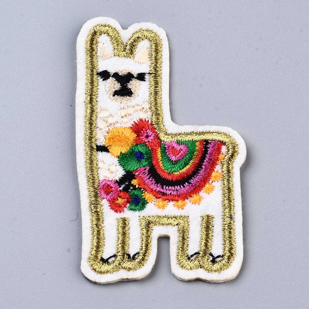 100pcs Alpaca Appliques Computerized Embroidery Cloth Iron on/Sew on Patches Costume Accessories Colorful 67x39x1.5mm