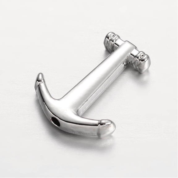 100pcs Anchor Alloy Beads Platinum 17x14x3mm Hole: 1.5mm