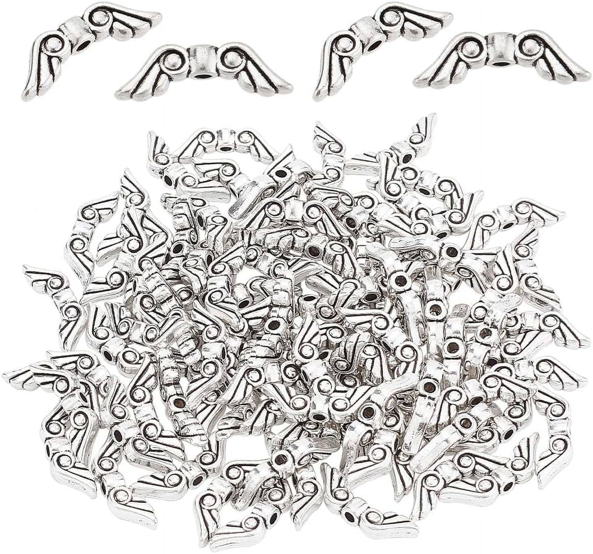60 Pcs Wing Spacer Beads - Vintage Silver Alloy Beads For DIY Jewelry Making
