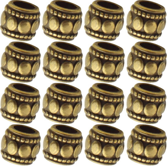 100pcs Antique Bronze Large Hole Spacer Beads Tibetan Alloy Round Column Loose Bead Vintage Tube Charm Beads Spacers Accessories for European Bracelet Craft Projects Supplies