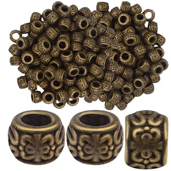 100pcs Antique Bronze Rondelle Spacer Beads - European Large Hole Vintage Tube Loose for DIY Bracelet Jewelry Making, 8 x 5.5 mm, Hole: 4.3 mm