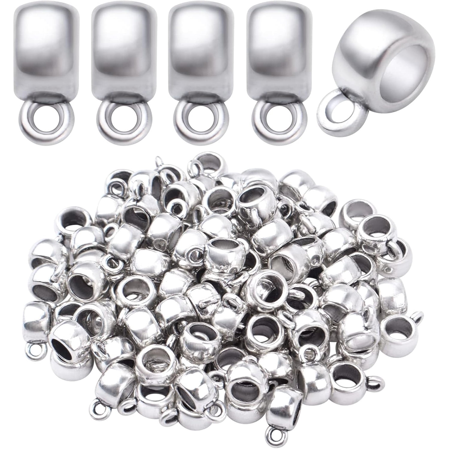 100g Mixed Antique Tibetan Silver Bail Tube Beads - 125pcs Spacer Beads For DIY Jewelry Making