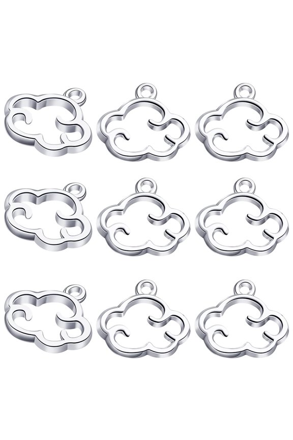 100pcs Antique Silver Cloud Shape Charms Alloy Cloud Pendants and Beads for DIY Earrings, Necklace, Bracelet Jewelry Making and Crafting Accessory