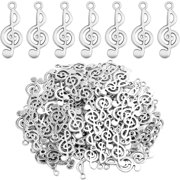 100pcs Antique Silver Musical Note Charms Vintage Alloy Music Symbol Pendants Elegant Chic Instrument Charms for DIY Jewelry Making Findings Art Craft Supplies