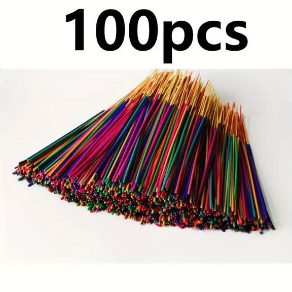 100pcs AromaBliss Mixed Scented Incense Sticks - Lavender, Rose, Cherry Blossom, Lemongrass, Jasmine Fragrance, Long-Lasting Natural Wood Base, Vibrant Color-Coded Sticks for, Meditation, Yoga
