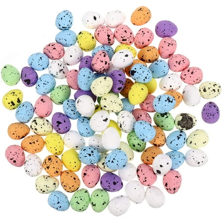 100pcs Artificial Bird Eggs Fake Foam Eggs DIY Easter Eggs for Photo Props Crafts Garden Bird Nest Decor Easter Party Decorations (Assorted Color)