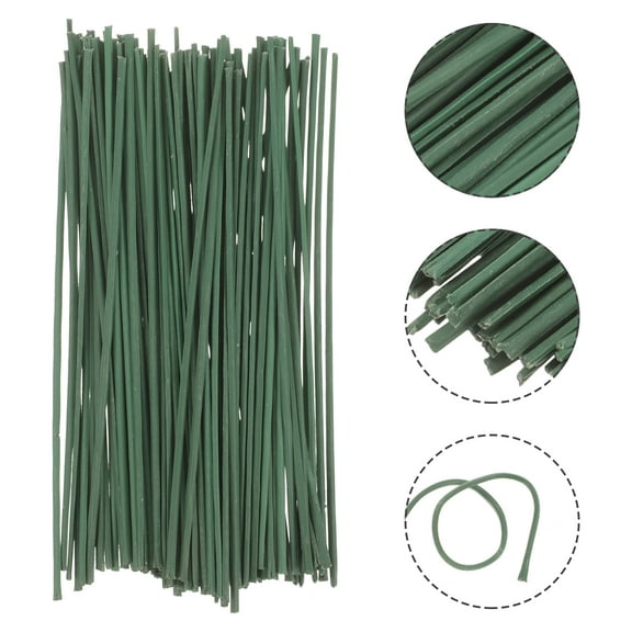 OUNONA Floral Wire for Decoration Green Plastic and Metal Stems Flexible and Realistic 100pcs DIY Kit
