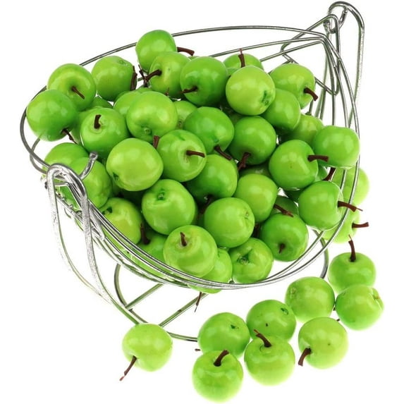 100pcs Artificial Green Apples Fake Fruit Apple Home Party Christmas Tree DIY Decoration Model