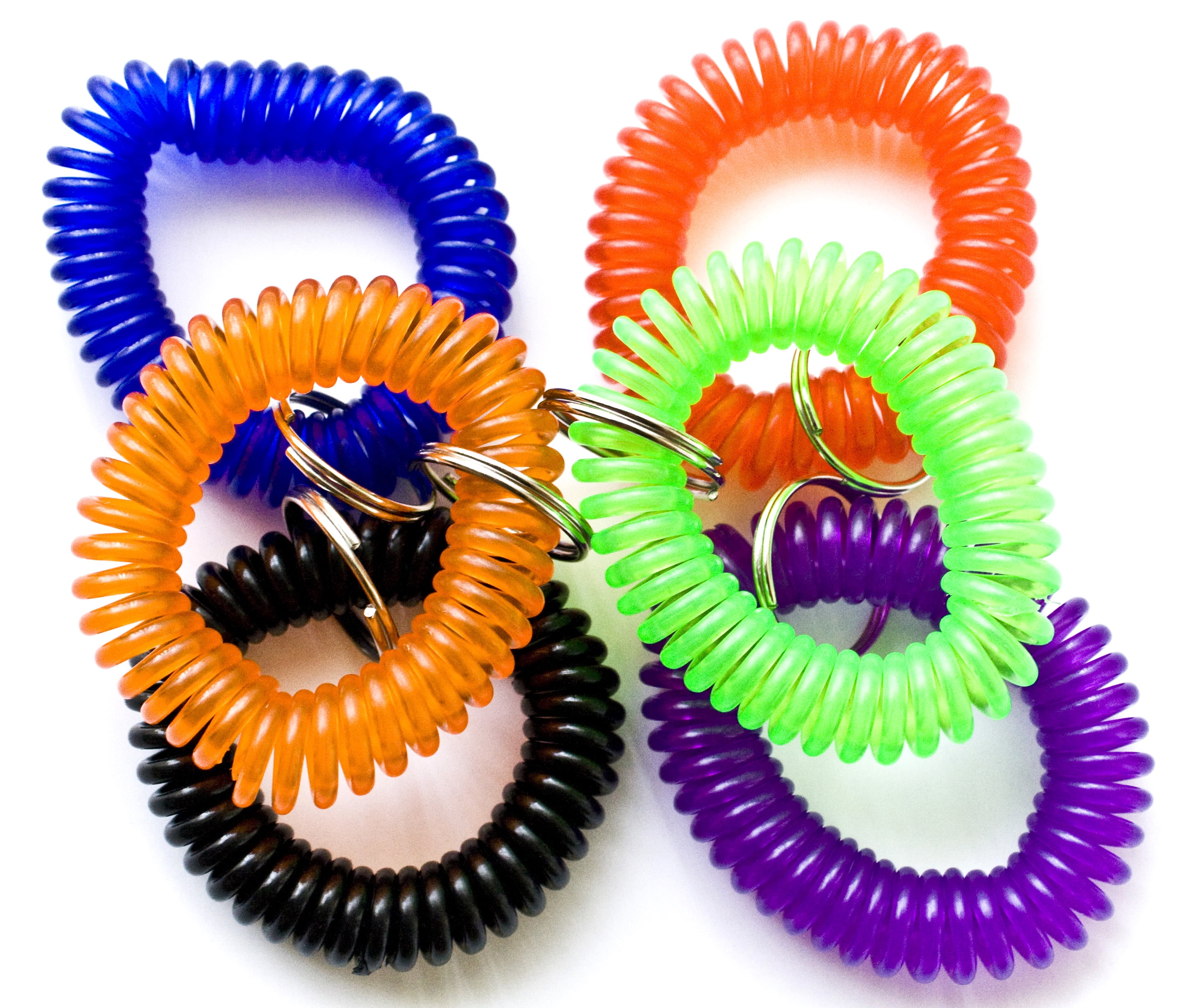 100pcs Assorted Mix 6 Colors Soft Spring Spiral Wrist Coil Elastic Wrist Band Key Ring Chain by OnDepot