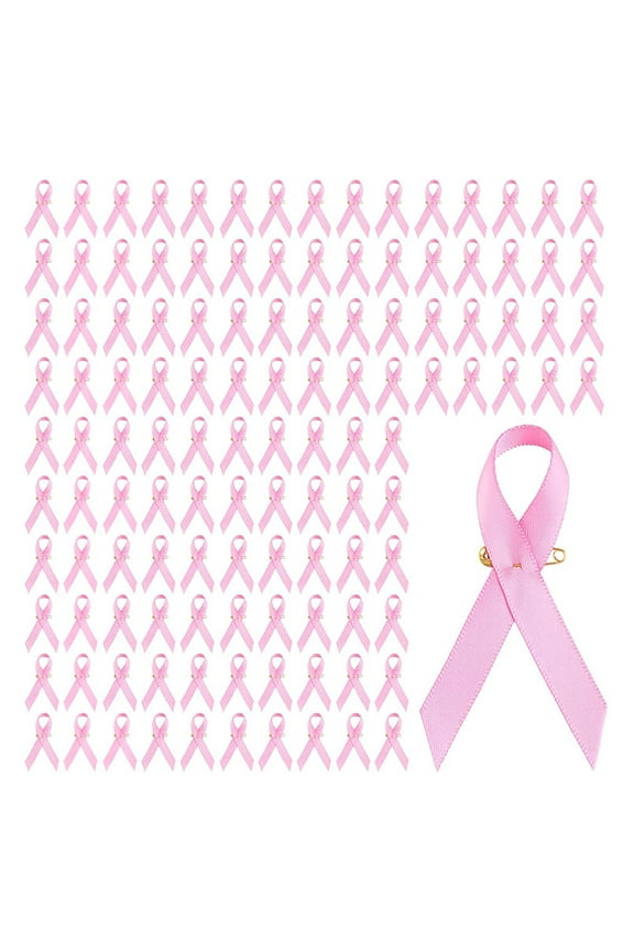 100pcs Awareness Lapel Pin Ribbon Brooch Breast Cancers Health Care Public Welfare Badges Jewelry Accessories