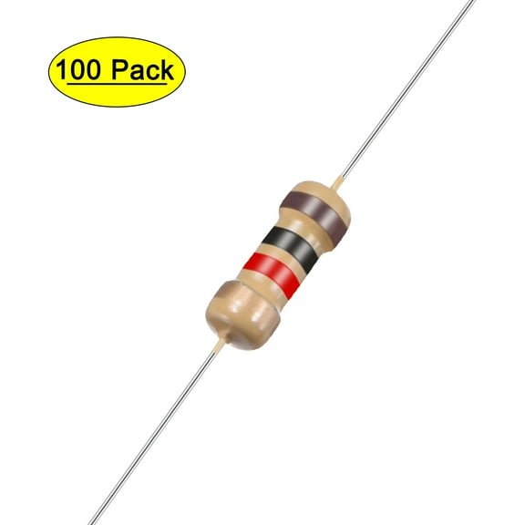 100Pcs Axial Carbon Film Resistors 1k Ohm 0.25W 5%Tolerances 4 Color Bands