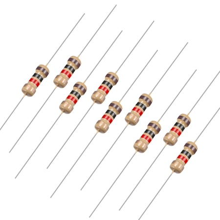 Uxcell 1/4 Watt 1K Ohm Carbon Film Resistors 5% Tolerances 0.25W 100 Pcs 4 Color Band 1.77 inch x 0.09 inch