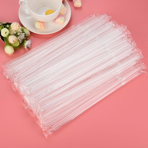 100pcs BPA-Free Clear Long Flexible Drinking Straws, Disposable Single Bent Plastic Art Straws, Perfect for Easter Party, Wedding, Birthday, Picnic and Daily Beverage Serving, 8.27in, Clear