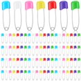 thumbnail image 1 of 100pcs Baby Safety Pins Plastic Head Cloth Diaper Pins for Cloth Diapers Safety Locking (7 Colors), 1 of 4