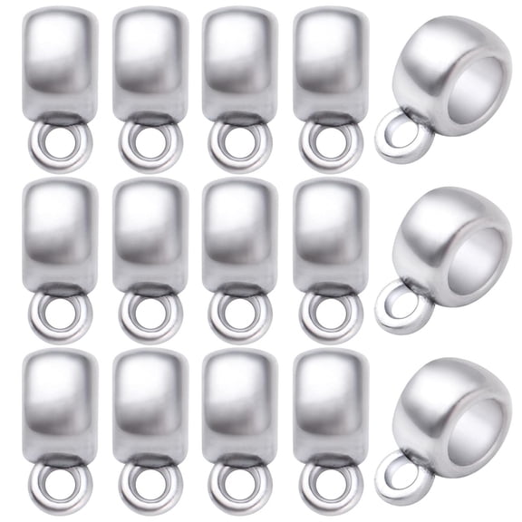 100pcs Bail Tube Beads Tibetan Alloy Tube Spacer Beads Vintage Hanger for DIY European Charm Bracelet Jewelry Making Accessories, Antique Silver