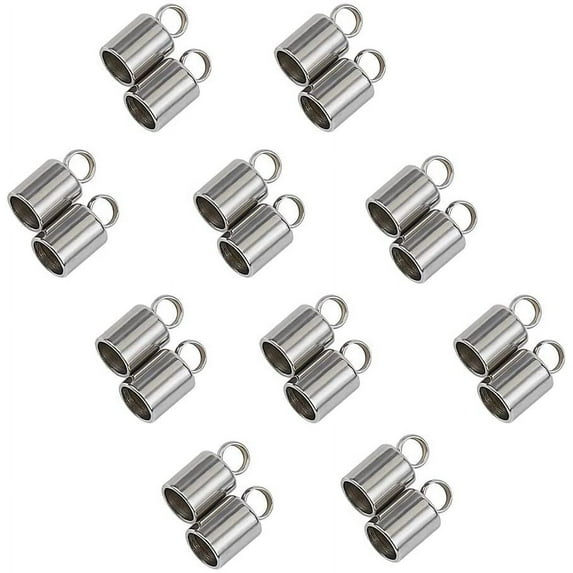 100pcs Barrel End Caps Stainless Steel Cord Ends 4mm Inner Diameter Smooth End Caps Terminators Cord Finding for Jewelry Making Kit