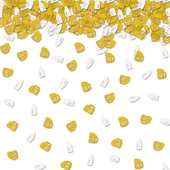 100pcs Beer&Baby Bottle Confetti, White&Gold Glitter A Baby is Brewing Table Confetti for Baby Boy, Beer Paper Scatters, Baby Shower/Diaper Party Table Decoration