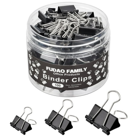 100pcs Binder Clips Assorted Sizes, Black Paper Clamps, Medium, Small, Mini 3 Sizes with Box for Office and Home price history and forecast - FUDAO FAMILY