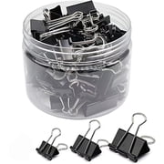 100pcs Binder Clips Assorted Sizes, Medium, Small, Mini 3 Sizes with Box, Black Paper Binder Clip Office Supplies, Paper Clamps Bulk for Office, Home