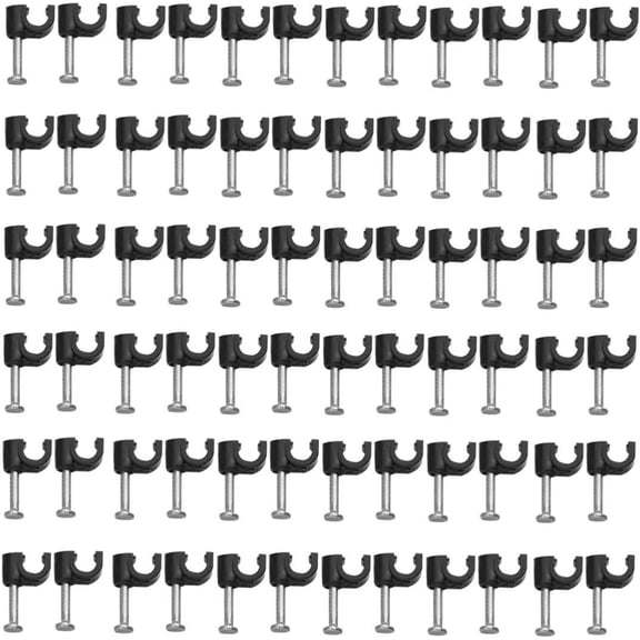 100pcs Black Cable Clips, Round Cable Clips, Electrical Wire Wall Clips, Steel Nail Clips for Home Office TV USB Organize Wires Lines (4mm)