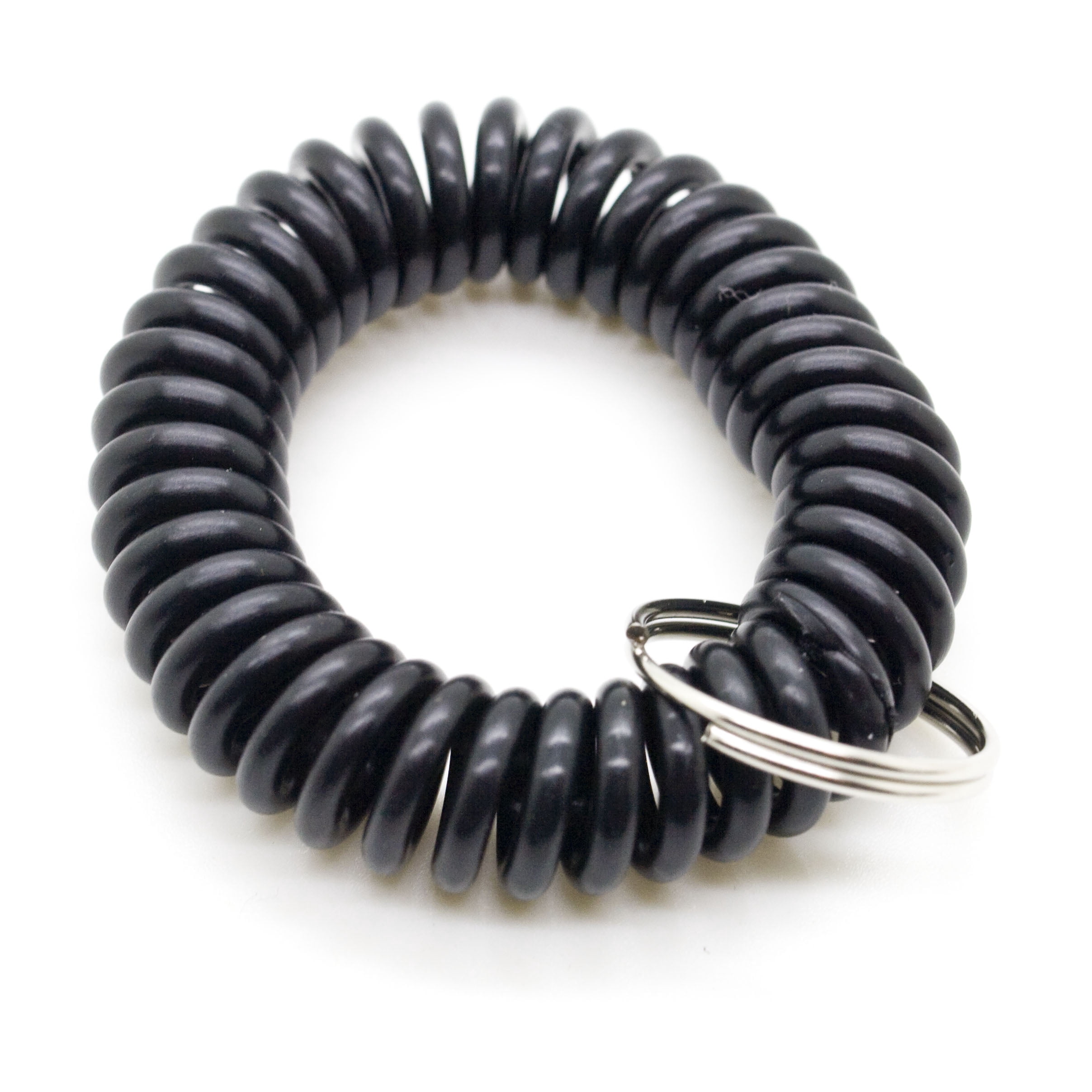 100pcs Black Color Soft Spring Spiral Wrist Coil Elastic Wrist Band Key Ring Chain by OnDepot