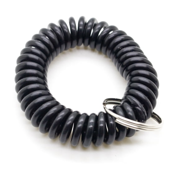 100pcs Black Color Soft Spring Spiral Wrist Coil Elastic Wrist Band Key Ring Chain by OnDepot