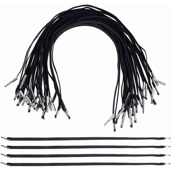 100pcs Black Elastic Barbed Cord 12.7 Inch Stretch Straps Strings with Metal Ends Elastic Cord for Party Hat Menus Badges Signs Travel Book Binding Black