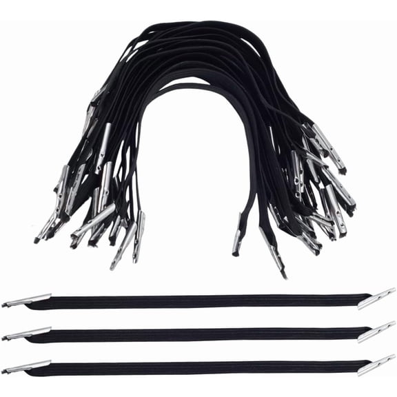 100pcs Black Elastic Barbed Cord 6.5 Inch Stretch Straps Strings with Metal Ends Elastic Cord