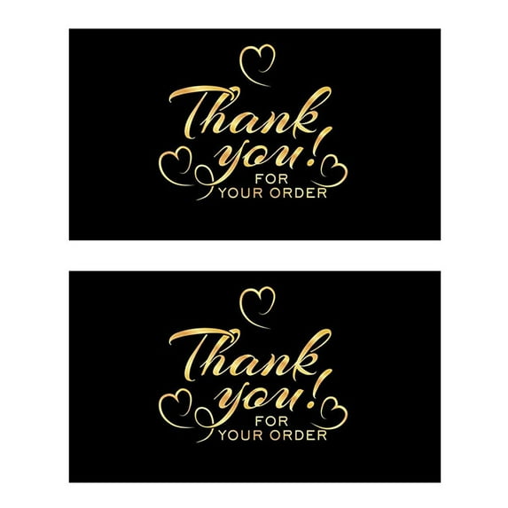 100pcs Black Gold Thank You for Supporting My Small Business Cards, Thank You Cards, 2 x 3.5 InchKP02