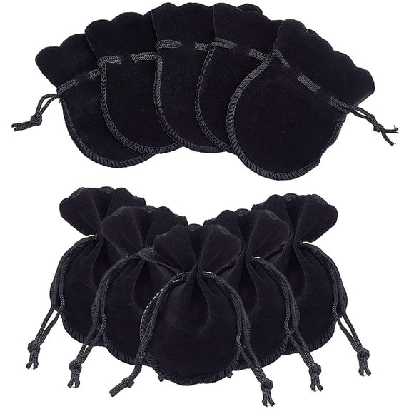 100pcs Black Gourd Velvet Jewelry Bags Gift Pouches DrawThread Pouches Jewelry Favor Pouches Sack Pouch for Party Wedding Christmas Birthday Gifts 9.5x7.5cm