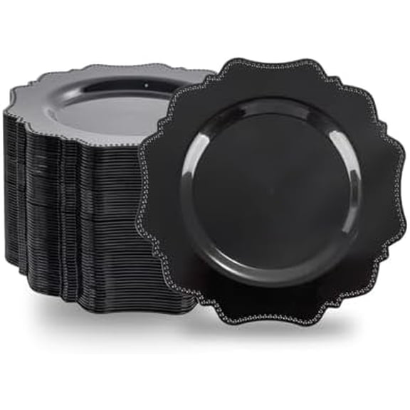 100pcs Black Plastic Dessert Plates - 7.5 Inch- Heavy Duty Disposable Plastic Appetizer/Salad/Cake Plates for Party Wedding Birthday and Everyday Use