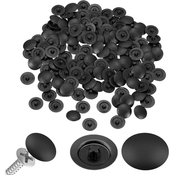 100pcs Black Screw Caps Covers 12MM Plastic Self-Tapping Decorative Screw Caps Snap-In Cross Head Screws Protection Covers for Cabinet Furniture Assembly Waterproof DIY Hardware Cover