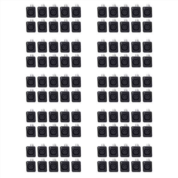 100pcs Black XLR 3pin Female Jack Panel Mount Chassis PCB Socket Connector