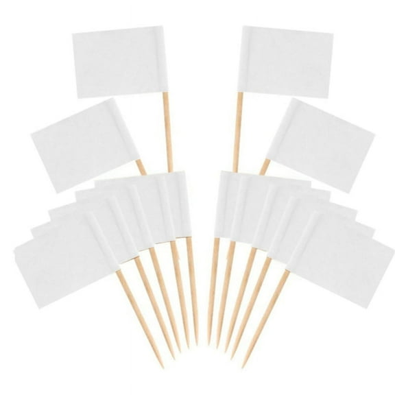 100pcs Blank Toothpick Flags Mini Food Labels Cheese Marker Picks Cupcake Topper