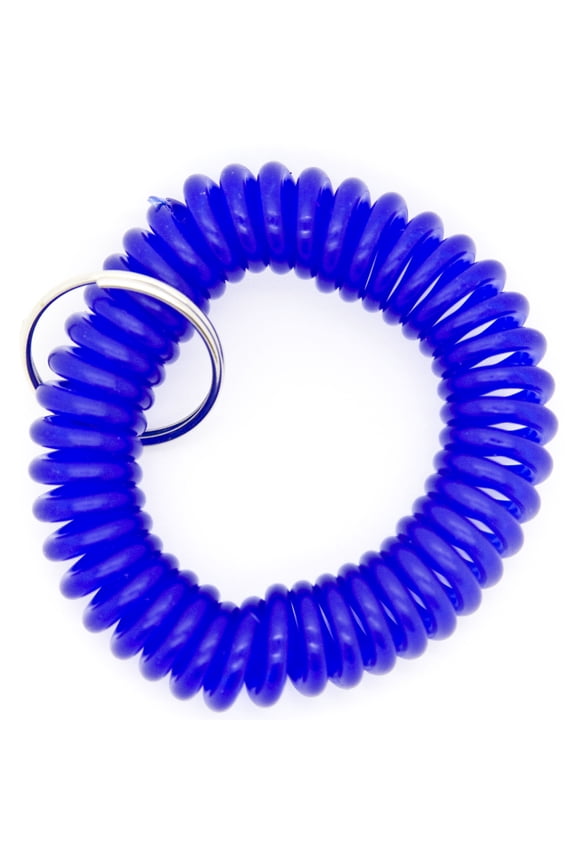 100pcs Blue Color Soft Spring Spiral Wrist Coil Elastic Wrist Band Key Ring Chain by OnDepot