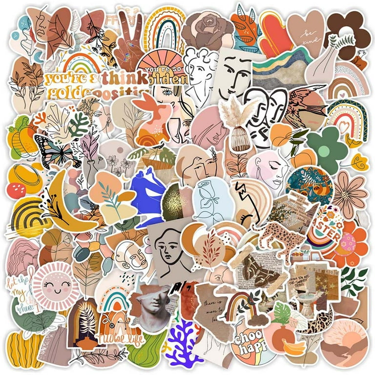 100pcs Boho Aesthetic Stickers for Adult, Vintage Sticker for 