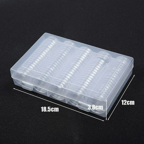 100pcs/Box 30mm Clear Round Coin Boxes Holder Plastic Storage Collectibles Cases