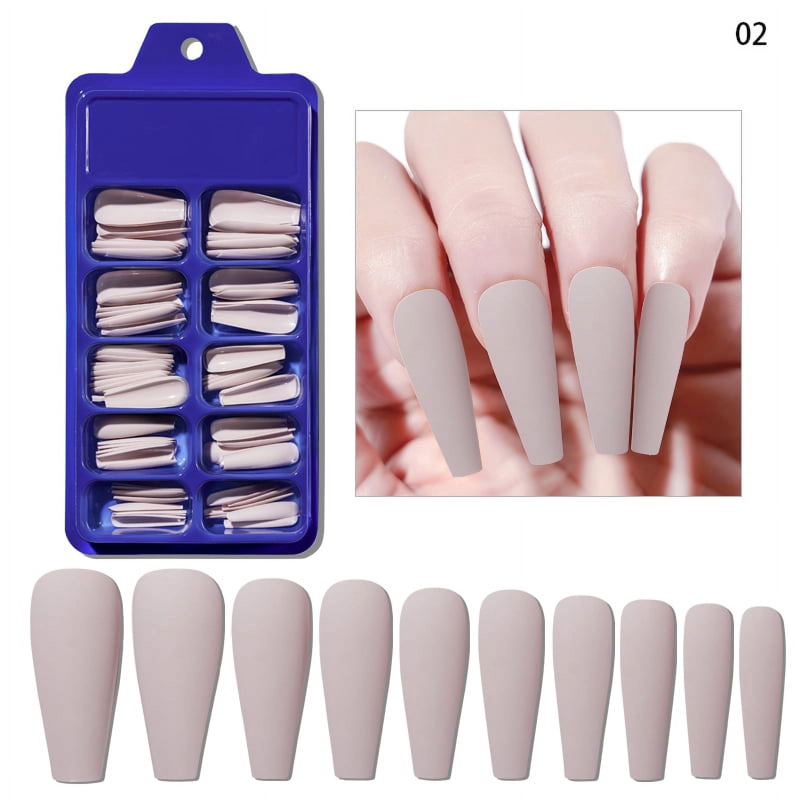 100pcs/Box Coffin False Nail Mixed Size Solid Color Matte Artificial Extension Form For Fake Nails Accessories Tips Fingernails*