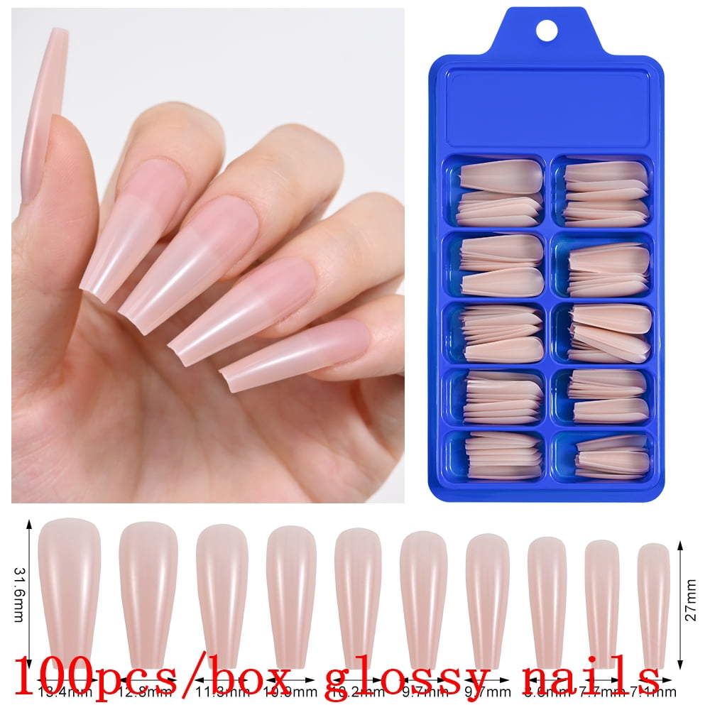 100pcs/Box Coffin False Nail Mixed Size Solid Color Matte Artificial Extension Form For Fake Nails Accessories Tips Fingernails*