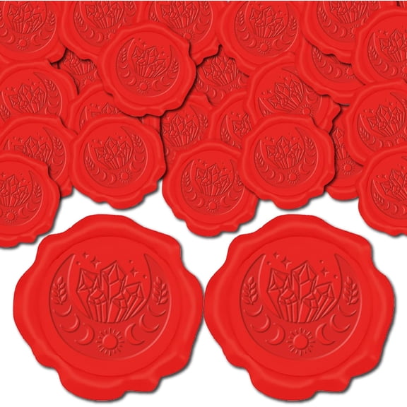 100pcs/Box Wax Seal Stickers Moon Star Red Envelope Sealing Stamp Stickers Self-Adhesive for Wedding Invitation Envelope Decor Birthday Party Decoration Craft Scrapbook DIY 1box