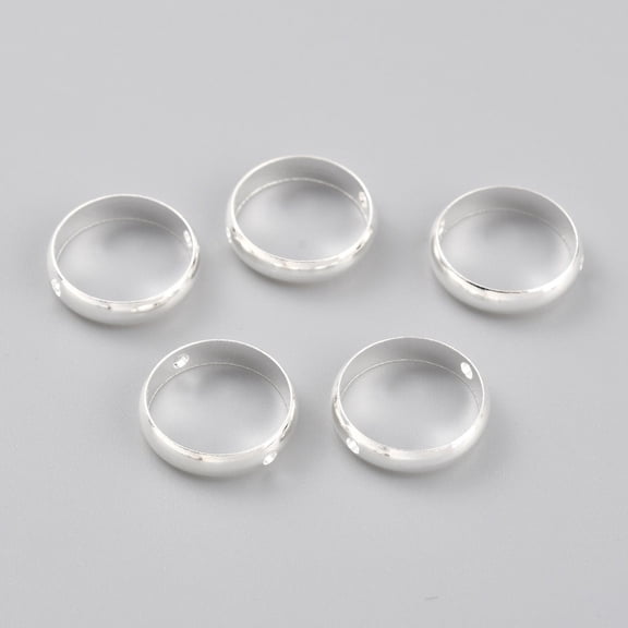 100pcs Brass Beads Frames Long-Lasting Plated Round Ring 925 Sterling Silver Plated 12x3mm Hole: 1.2mm